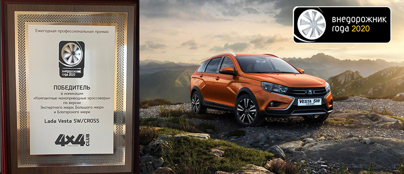 LADA Vesta SW Cross стала победителем премии «Внедорожник года 2020»